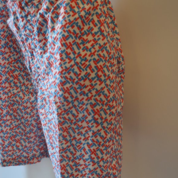 NWT Mens Solid & Striped "The Boardshort Red, Blue Geo" Swim Shorts Sz L* - Picture 4 of 9